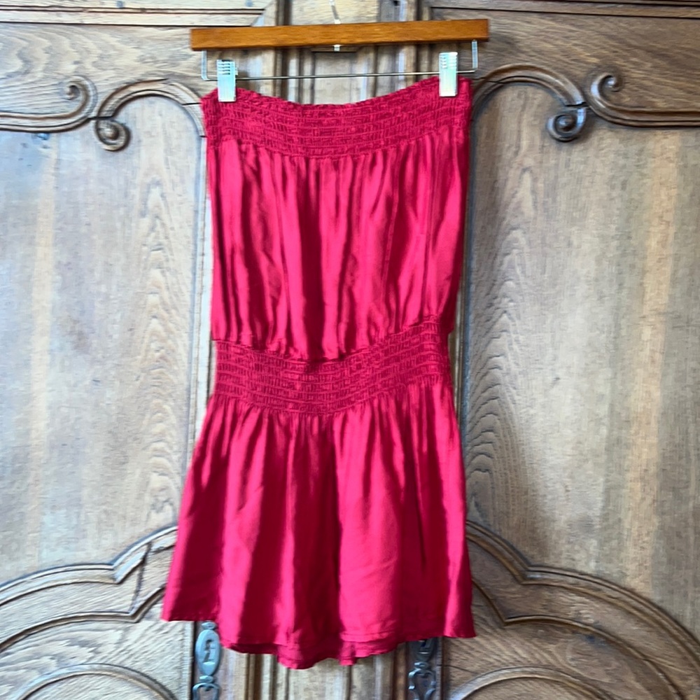 Sofia Made in Italy Red Silk Strapless Dress